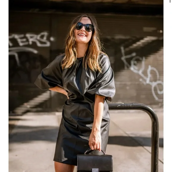 Who What Wear Dresses | Who What Wear Faux Leather Dress | Color: Black | Size: M | Slobbiesgirl21'S Closet